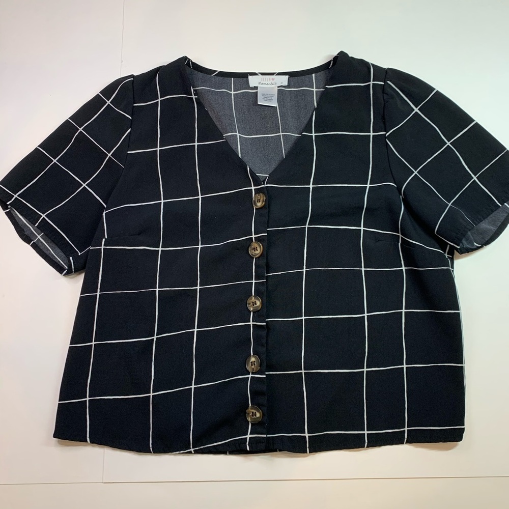 adorable grid patterned button up blouse